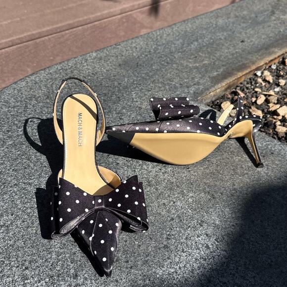 Mach & Mach 85MM Polka Dot Bow Pump Heels - Picture 7 of 8